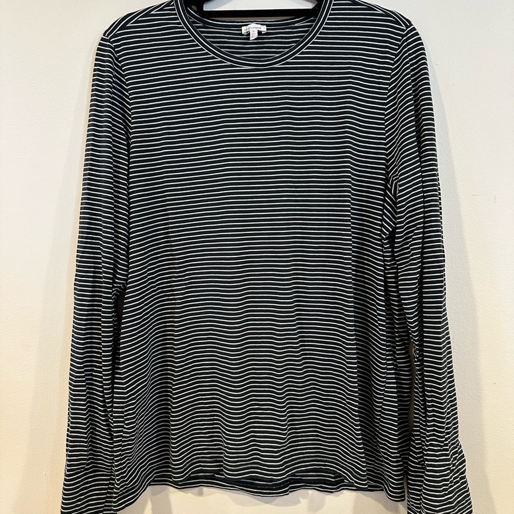Classic Black and White Striped Long Sleeve Top